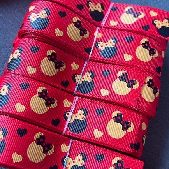 Grosgrain Ribbon 7/8” 5 yards 5/$20 Minnie Mouse bow polka dots red NEW hearts - Picture 7 of 7